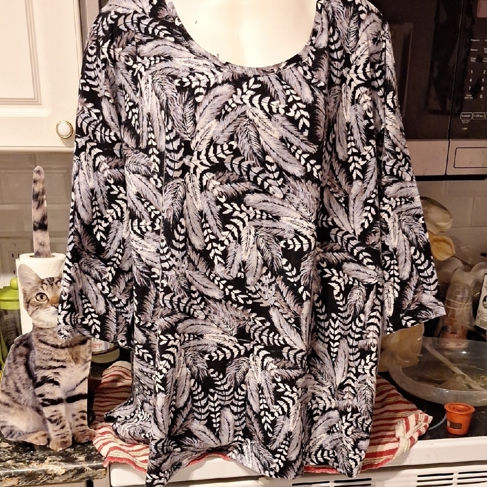 o Womens Catherines 3/4 Sleeve Stretch Plus Size Top 3X